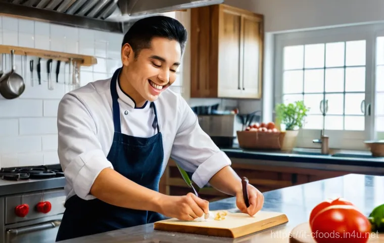 중식조리 자격증과 타 자격증 연계 - **Prompt:** A dynamic, mid-shot of a confident, professional chef, wearing a crisp white chef's jack...