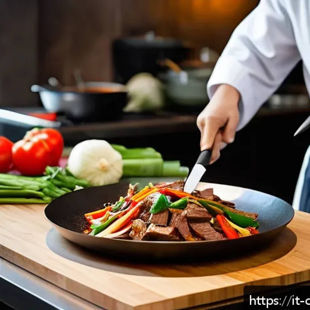 중식조리 자격증 시험 문제 유형 - A professional Chinese chef in a modern kitchen demonstrating traditional stir-fry technique using a...