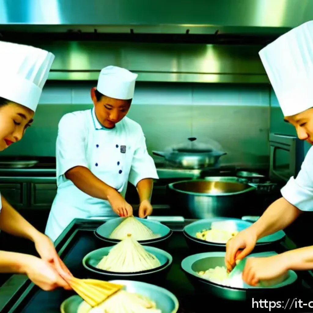 중식조리 자격증과 취업 컨설팅 - A professional Chinese culinary school kitchen scene in Italy, featuring diverse adult students wear...