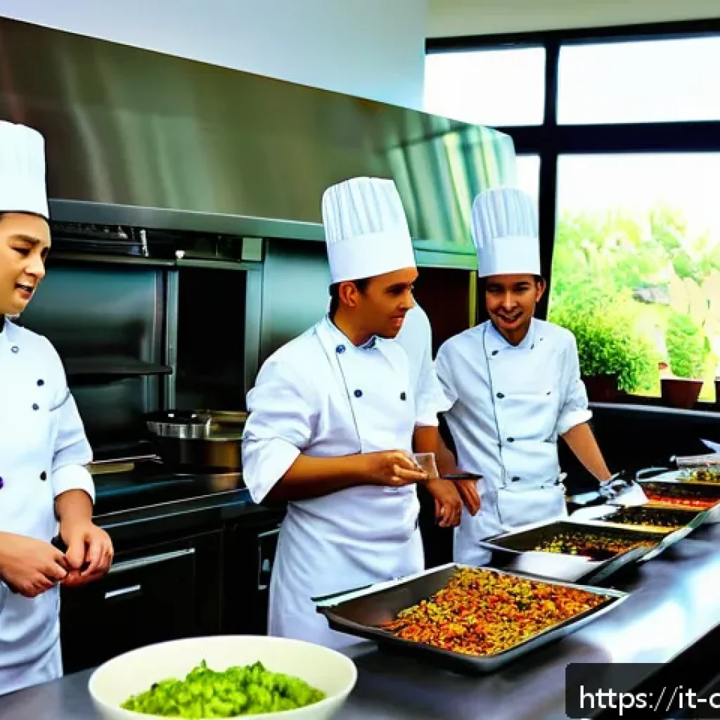 중식조리 자격증 취득 기간 단축 방법 - A modern cooking classroom in Italy with a diverse group of adult students attentively watching a pr...