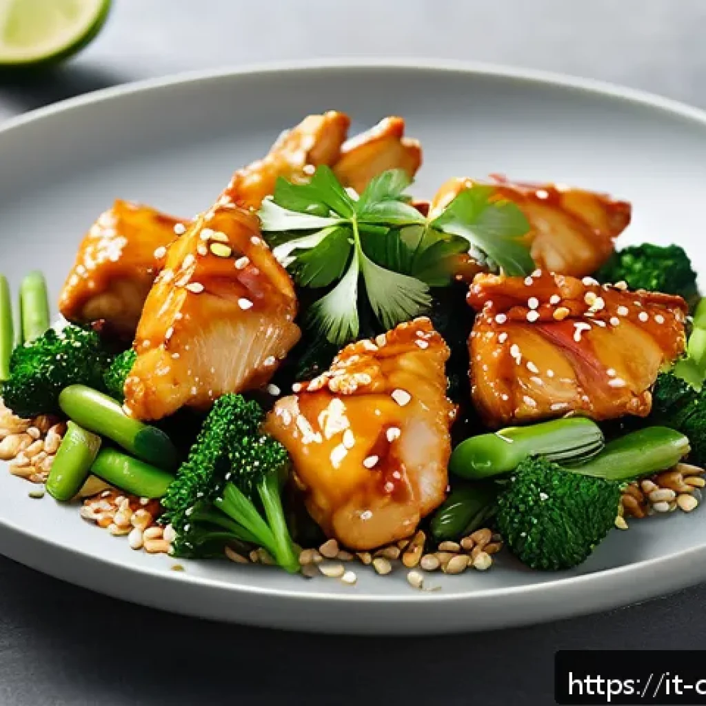 중식조리 자격증 실기 합격 전략 - An elegant plated Chinese stir-fry dish presented on a pristine white plate, showcasing a harmonious...