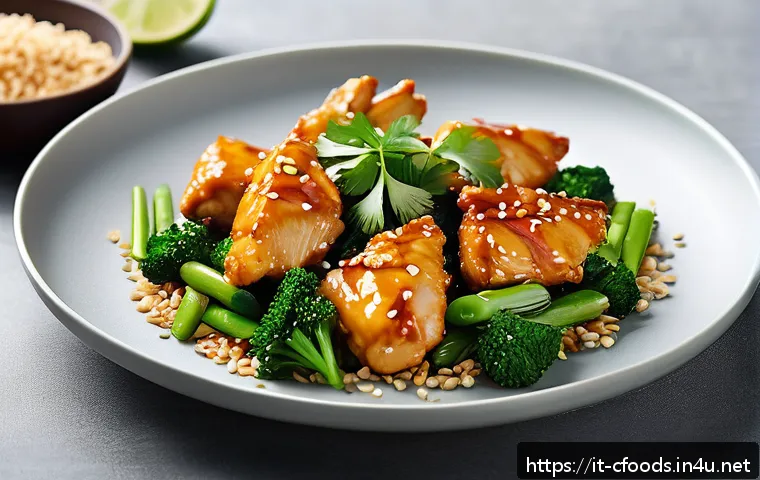 중식조리 자격증 실기 합격 전략 - An elegant plated Chinese stir-fry dish presented on a pristine white plate, showcasing a harmonious...